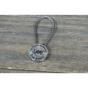 Lee Pink Ribbon Cable Loop Keychain Silver Tone National Denim Day